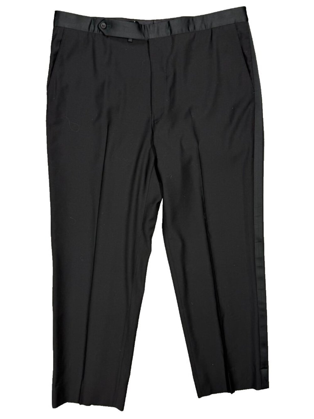 Samuelsohn Tuxedo Pants Dress 120s Wool Trousers Satin Silk Trim Black 38x30